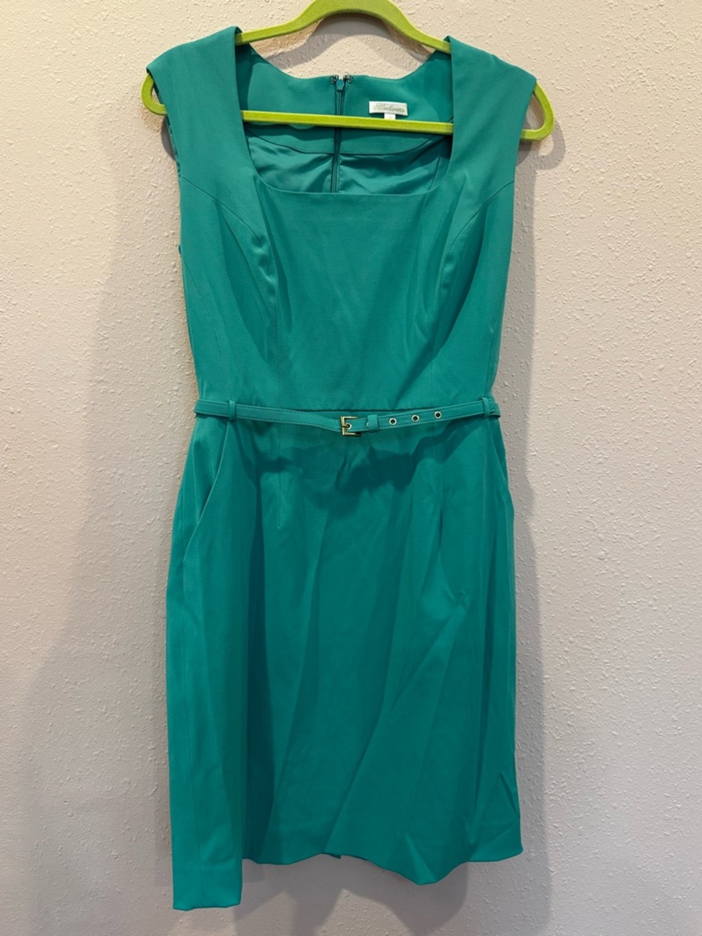 Shoshanna Teal Midi Sheath Dress with Belt